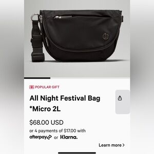 Lululemon All Night Festival Bag